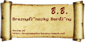 Breznyánszky Berény névjegykártya